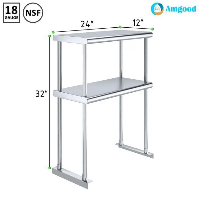 Alt view image 3 of 6 - Double OverShelf Stainless Steel NSF - Many (24" Long x 12" Deep)