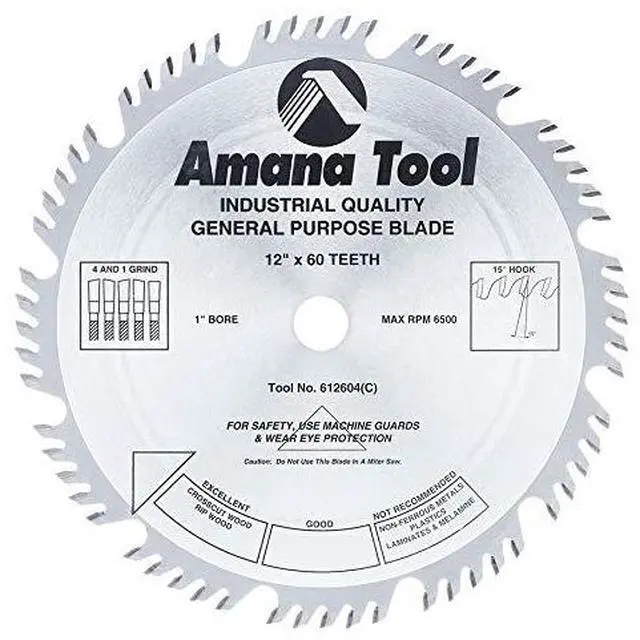 Main image of 612604 Carbide Tipped Combination Ripping & Crosscut 12" Dia x 60T 4+1