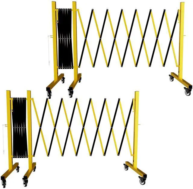 Main image of Industrial Expandable Barricade,Folding Security Gate Safety Barricade with Casters,Mobile Barrier Gate Outdoor,Adjustable Traffic Fence for Road Construction, Traffic Control,Pool (17FT-2PCS)