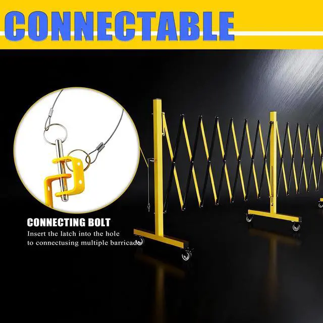 Alt view image 5 of 6 - Industrial Expandable Barricade,Folding Security Gate Safety Barricade with Casters,Mobile Barrier Gate Outdoor,Adjustable Traffic Fence for Road Construction, Traffic Control,Pool (17FT-2PCS)