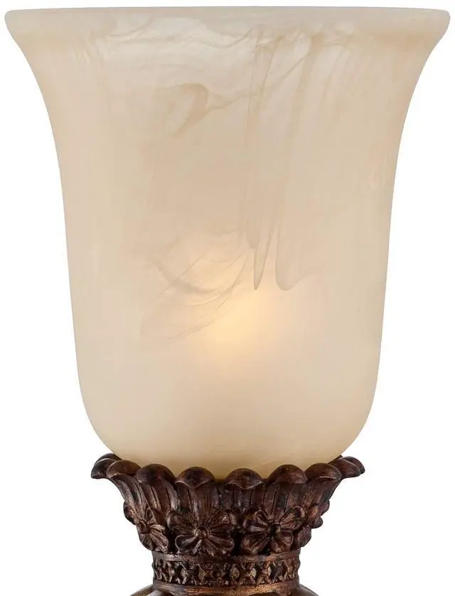 Alt view image 3 of 6 - Sattley Traditional Uplight Accent Table Lamps 23 1/4" High Set of 2 Light Gold Alabaster Glass Shade Decor for Living Room Bedroom House Bedside Nightstand Home Office Family