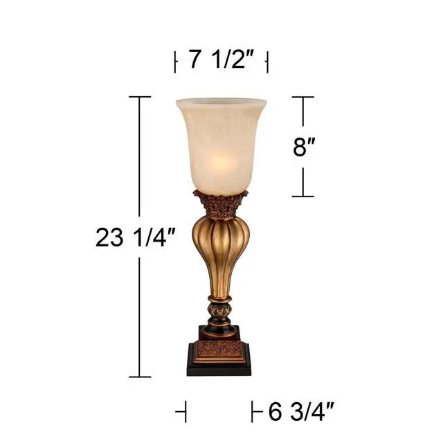 Alt view image 4 of 6 - Sattley Traditional Uplight Accent Table Lamps 23 1/4" High Set of 2 Light Gold Alabaster Glass Shade Decor for Living Room Bedroom House Bedside Nightstand Home Office Family