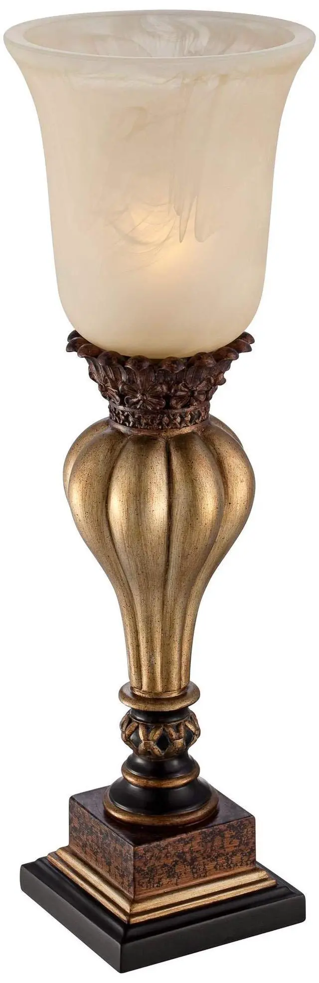 Alt view image 5 of 6 - Sattley Traditional Uplight Accent Table Lamps 23 1/4" High Set of 2 Light Gold Alabaster Glass Shade Decor for Living Room Bedroom House Bedside Nightstand Home Office Family