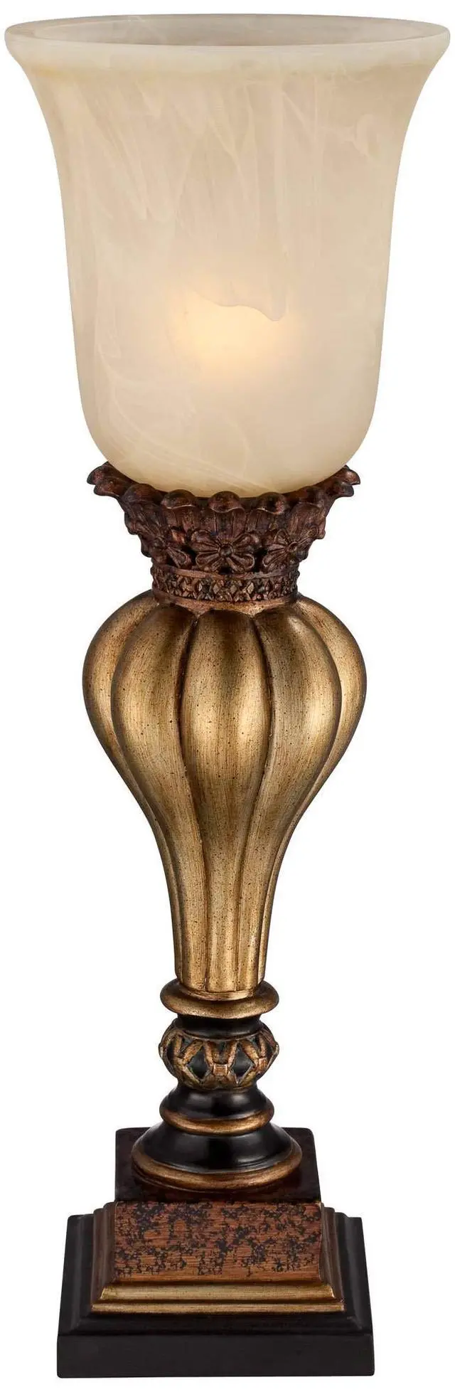 Alt view image 6 of 6 - Sattley Traditional Uplight Accent Table Lamps 23 1/4" High Set of 2 Light Gold Alabaster Glass Shade Decor for Living Room Bedroom House Bedside Nightstand Home Office Family