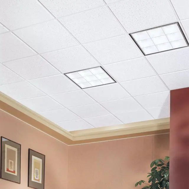 Alt view image 3 of 6 - Ceiling Tiles; 2x2 Ceiling Tiles - 16 pcs White; Acoustic Ceilings for Suspended Ceiling Grid; FISSURED 756