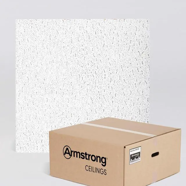 Alt view image 6 of 6 - Ceiling Tiles; 2x2 Ceiling Tiles - 16 pcs White; Acoustic Ceilings for Suspended Ceiling Grid; FISSURED 756