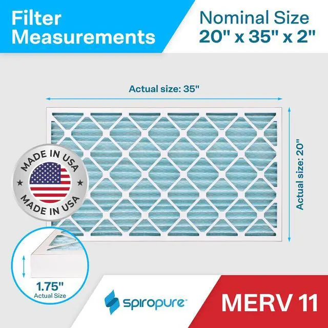 Alt view image 2 of 6 - 20x35x2 MERV 11 Pleated Filter Air Filters - Made in USA (6 Pack)