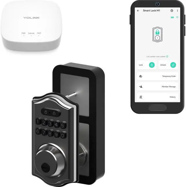Main image of Smart Deadbolt Lock with Keypad, Fob & App Control, Keyless Entry, Multiple Unlock Methods, Secure & Reliable, Alexa, Google, IFTTT, Home Assistant Compatible, Hub Included