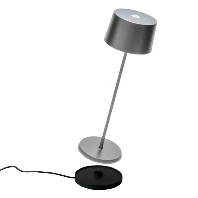 Alt view image 3 of 3 - Olivia Pro Lamp, Rechargeable Cordless Table Lamp with Touch Control, Suitable for Indoor, Dimmer, 2700-3000 K, Height 14 Inches, Antique Nickel Color