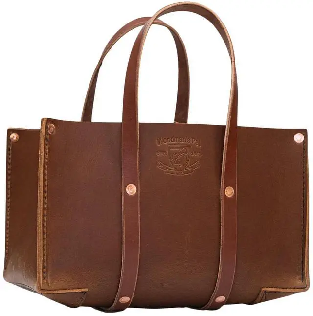 Main image of Buffalo Leather Tote Tool Bag For Hand Tools, Gardening, Outdoorsmen, Heavy Duty Premium Storage Leather Organizer - USA (Golden Brown)