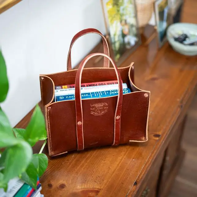 Alt view image 3 of 6 - Buffalo Leather Tote Tool Bag For Hand Tools, Gardening, Outdoorsmen, Heavy Duty Premium Storage Leather Organizer - USA (Golden Brown)