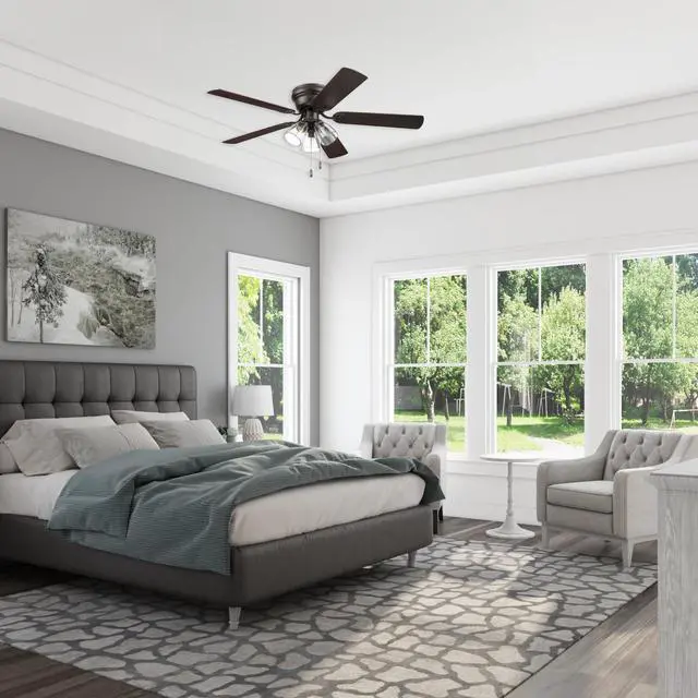 Alt view image 2 of 6 - Ceiling Fans 52" Renton Bronze Indoor Fan with Clear 3 Light LED Multi Arm; E26/B11 Bulb and Pull-Chains, Traditional Style, 5 Reversible Barnwood/Dark Chestnut Blades, 51439