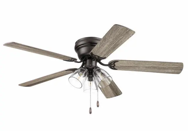 Alt view image 5 of 6 - Ceiling Fans 52" Renton Bronze Indoor Fan with Clear 3 Light LED Multi Arm; E26/B11 Bulb and Pull-Chains, Traditional Style, 5 Reversible Barnwood/Dark Chestnut Blades, 51439