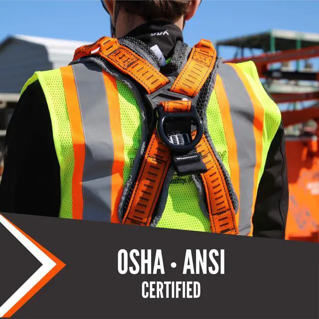 Alt view image 5 of 6 - Razorback Elite Safety Harness Lightweight Safety Harness Fall Protection Kit with Sewn in Belt and Sternal D-Rings for Fall Arrest, OSHA & ANSI Compliant (XL-XXL)