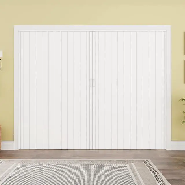 Alt view image 2 of 6 - 96" x 80" Double Walled PVC Accordion Door Interior with Full-Side Strong Magnetic Strip, Soundproof Accordion Folding Door for Doorway Closet RV Kitchen Bathroom, Sturdy & Easy to Install, Trimmable