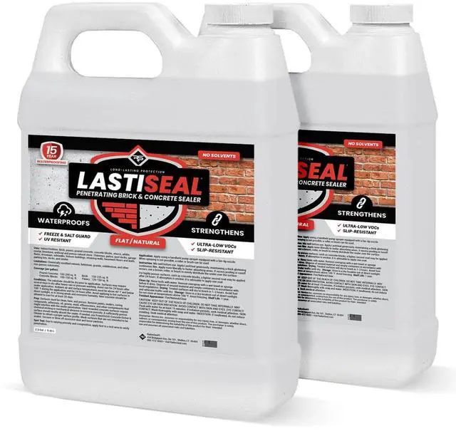 Main image of LastiSeal Brick & Concrete Sealer (5 Gal) Deep Seals and Strengthens Brick, Concrete, Pavers & Porous Stone 15-Year Protection Natural Flat Finish
