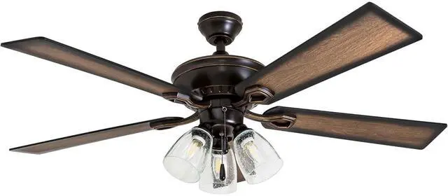 Main image of Glenmont, 52 Inch Farmhouse LED Ceiling Fan with Light, Pull Chain, Three Mounting Options, Dual Finish Blades, Reversible Motor - 40278-01 (Oil-Rubbed Bronze)
