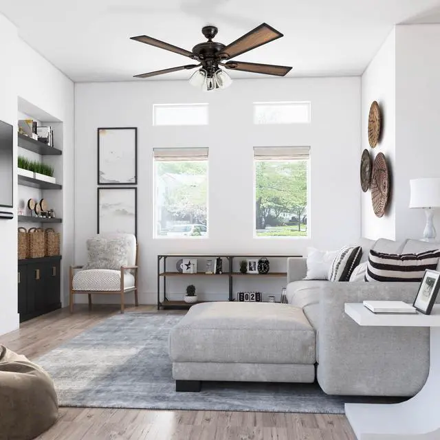 Alt view image 2 of 6 - Glenmont, 52 Inch Farmhouse LED Ceiling Fan with Light, Pull Chain, Three Mounting Options, Dual Finish Blades, Reversible Motor - 40278-01 (Oil-Rubbed Bronze)