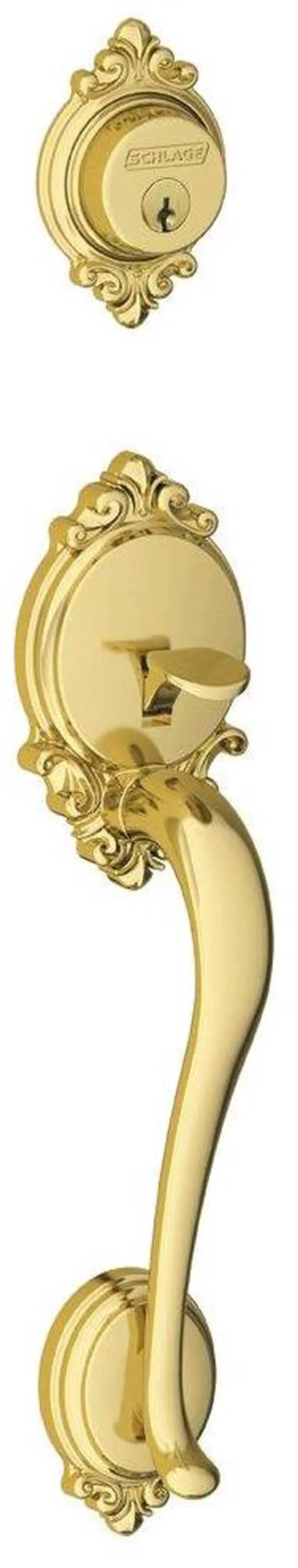 Main image of F58 BRK 605 Brookshire Exterior Handleset with Deadbolt, Bright Brass (Exterior Half Only)