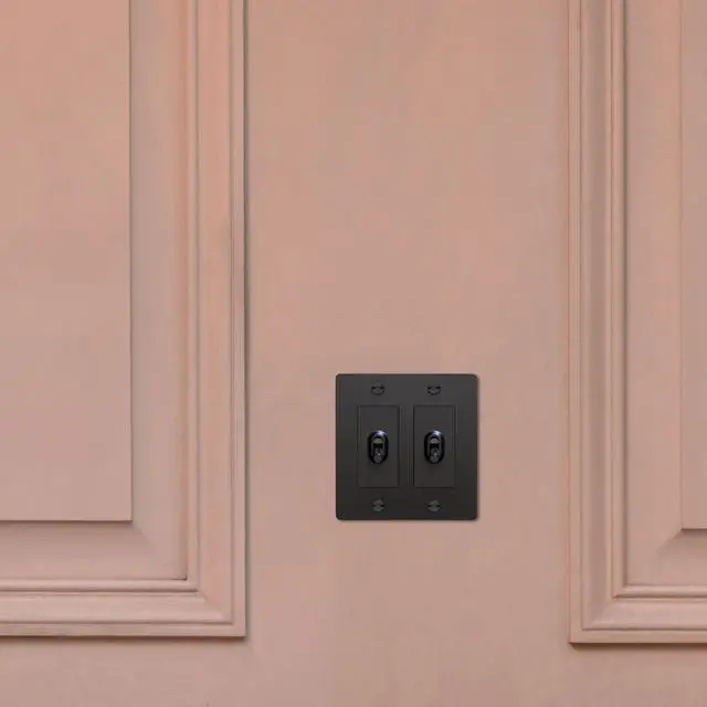 Alt view image 3 of 6 - Buster and Punch 2 Gang Double Light Switch 1-Way Cross Knurl Without Logo in Black