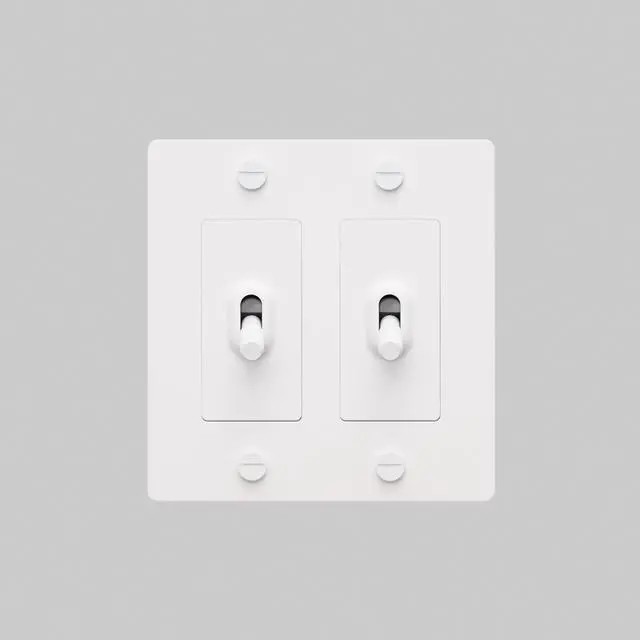 Alt view image 2 of 5 - Buster and Punch 2 Gang Double Light Switch 1-Way Cross Knurl Without Logo in White