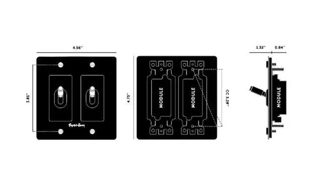 Alt view image 5 of 5 - Buster and Punch 2 Gang Double Light Switch 1-Way Cross Knurl Without Logo in White