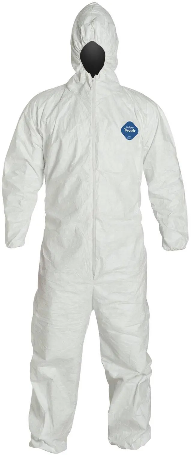 Main image of Tyvek TY127S Disposable Coverall with Respirator-Fit Hood and Elastic Cuff, White, 3X-Large