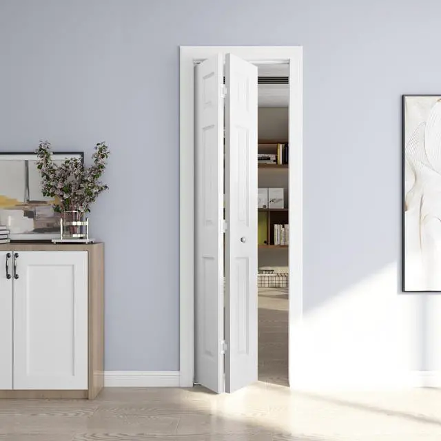 Main image of 24in. x 80in. Bifold Door, 6 Panel Primed Bifold Interior Doors, Hollow Core Bi Fold Closet Door with Hardware Kit Include, Folding Doors for Laundry, Pantry & Bedroom
