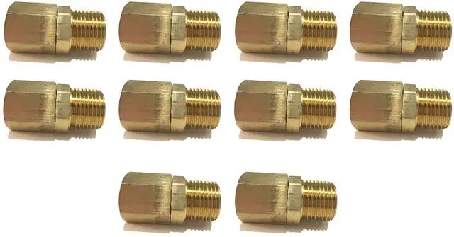 Main image of Brass Male Swivel Adapter 1/2" NPT Fuel/AIR/Water/Oil/Gas WOG (Qty 10)