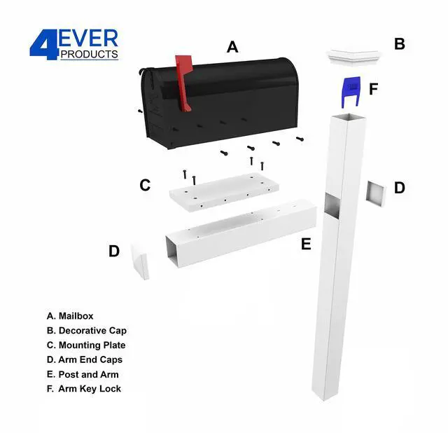 Alt view image 5 of 5 - The Buchanan Vinyl/PVC Mailbox Post - Complete Decorative Curbside Mailbox System with Classic Traditional Style (White)