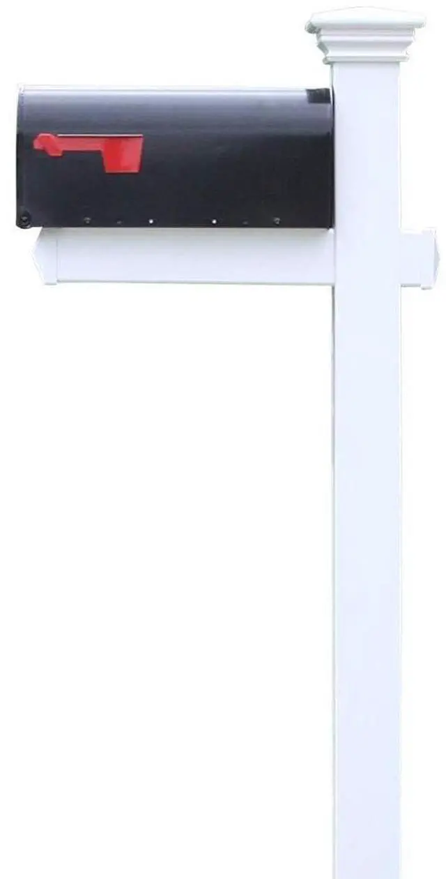 Alt view image 2 of 6 - The Buchanan Vinyl/PVC Mailbox Post - Complete Decorative Curbside Mailbox System with Classic Traditional Style (Black)