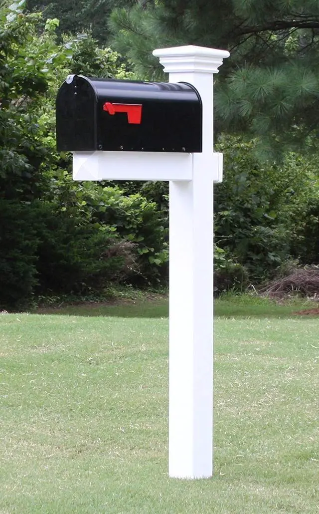 Alt view image 3 of 6 - The Buchanan Vinyl/PVC Mailbox Post - Complete Decorative Curbside Mailbox System with Classic Traditional Style (Black)