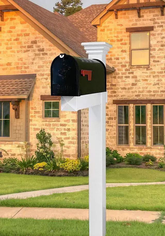 Alt view image 4 of 6 - The Buchanan Vinyl/PVC Mailbox Post - Complete Decorative Curbside Mailbox System with Classic Traditional Style (Black)
