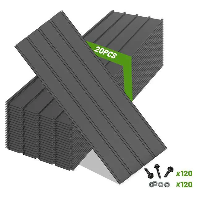 Alt view image 2 of 6 - 20PCS Metal Roofing Panels, Corrugated Galvanized Roof Panels, Waterproof Metal Siding Panels with 120 Pcs Steel Screws for Pergola, Gazebo, Shed, Garages, Stables and Mobile Homes (Grey)