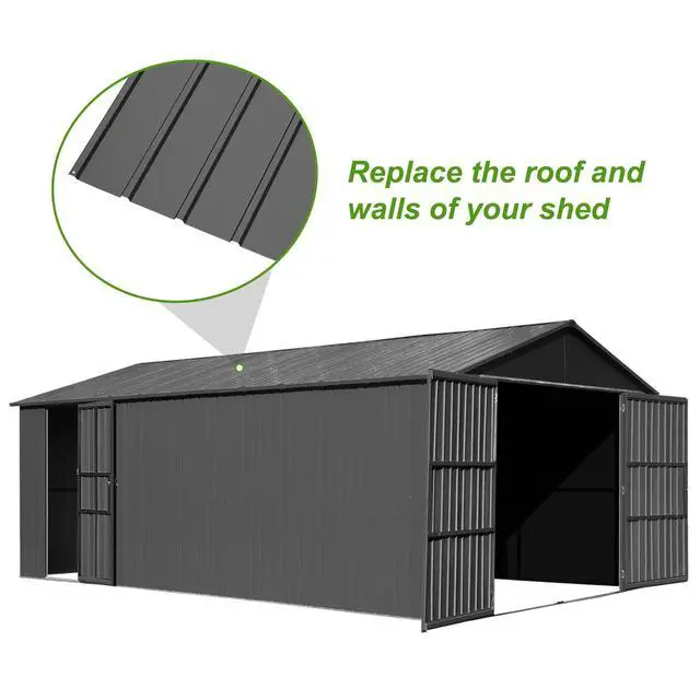 Alt view image 5 of 6 - 20PCS Metal Roofing Panels, Corrugated Galvanized Roof Panels, Waterproof Metal Siding Panels with 120 Pcs Steel Screws for Pergola, Gazebo, Shed, Garages, Stables and Mobile Homes (Grey)