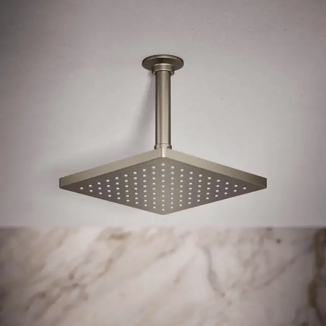Alt view image 2 of 5 - K-26148-BN Honesty Square Rain Shower Head, 2.5 GPM, 8" Large Rain Shower Head, Wide Spray Coverage, Modern Design, Easy Installation, Vibrant Brushed Nickel