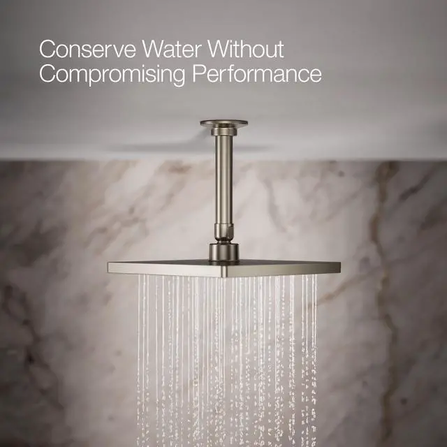 Alt view image 3 of 5 - K-26148-BN Honesty Square Rain Shower Head, 2.5 GPM, 8" Large Rain Shower Head, Wide Spray Coverage, Modern Design, Easy Installation, Vibrant Brushed Nickel