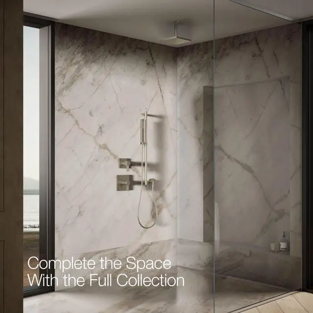 Alt view image 5 of 5 - K-26148-BN Honesty Square Rain Shower Head, 2.5 GPM, 8" Large Rain Shower Head, Wide Spray Coverage, Modern Design, Easy Installation, Vibrant Brushed Nickel