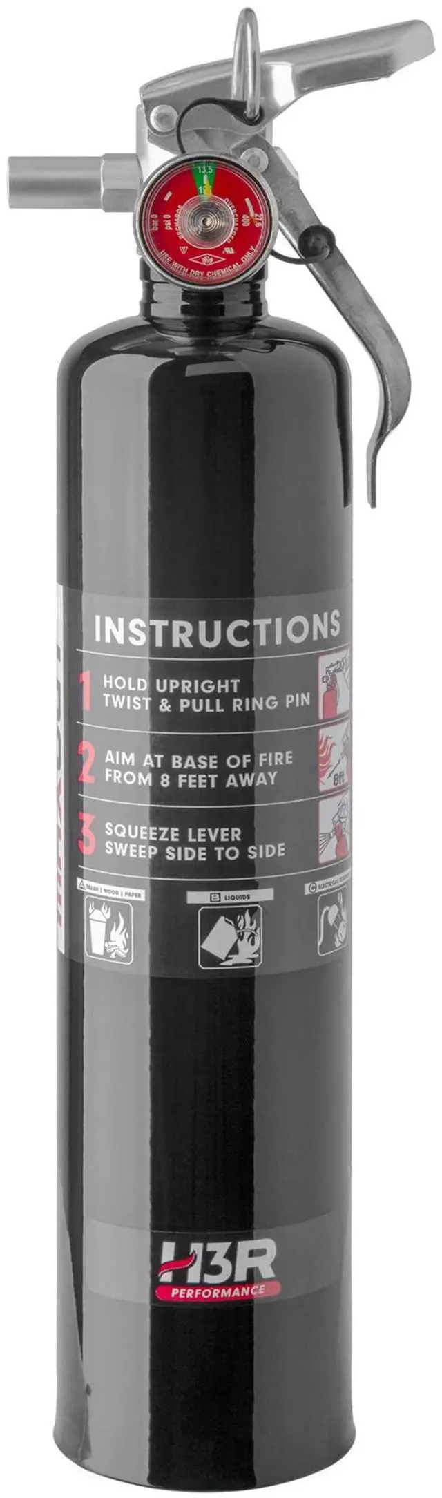 Main image of MaxOut ABC Fire Extinguisher for Vehicle, Marine & Home Safety | Car, Truck, Off-Road, UTV, RV, Boat | Refillable Dry Chemical | Mounting Bracket | UL Listed, USCG Approved | 2.5 lbs Black