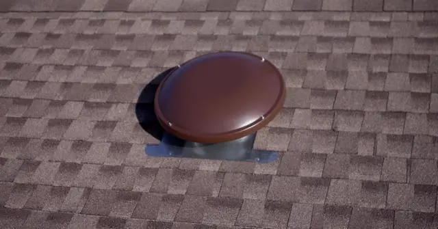Alt view image 2 of 5 - GAF 1250 CFM Power Roof Mount Attic Fan ERV5BR Energy-Efficient Design, Galvanized Steel, Optional Humidistat Brown Attics Up to 2200 sq ft