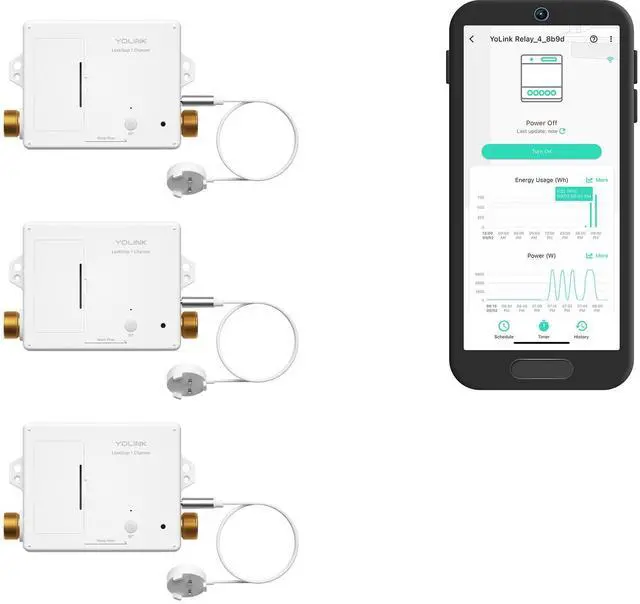 Main image of LeakStop 1-Channel, 3-Pack, Auto Shutoff Valves & Leak Detectors for Toilets/Sinks, Real-Time Monitoring, LoRa Long-Range, 2 AA Up to 5-Year Battery Hub Required