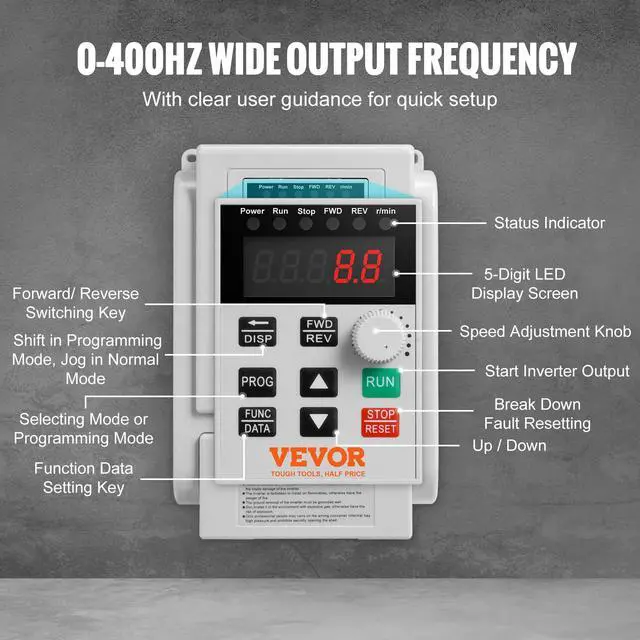Alt view image 3 of 6 - VFD 5HP 4KW 18A, 1 Phase 220V-240V Input to 3 Phase 220V-240V Output Variable Frequency Drive, 0-400Hz VFD for AC Motor Speed Control