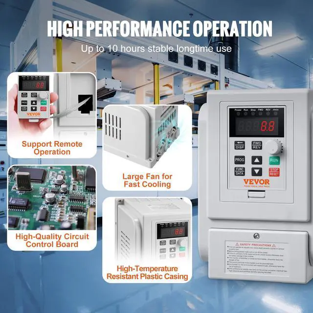 Alt view image 5 of 6 - VFD 5HP 4KW 18A, 1 Phase 220V-240V Input to 3 Phase 220V-240V Output Variable Frequency Drive, 0-400Hz VFD for AC Motor Speed Control