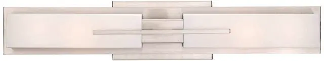 Alt view image 2 of 6 - Midtown Mid Century Modern Wall Mount Light Brushed Nickel Silver Metal 23 1/2" Wide 2-Light Vanity Fixture Rectangular White Glass Decor for Bathroom Over Mirror House Home