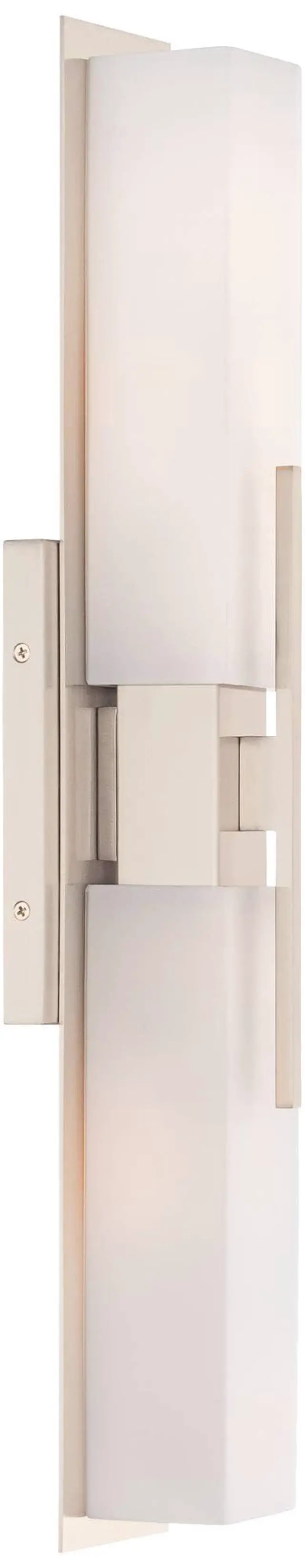 Alt view image 5 of 6 - Midtown Mid Century Modern Wall Mount Light Brushed Nickel Silver Metal 23 1/2" Wide 2-Light Vanity Fixture Rectangular White Glass Decor for Bathroom Over Mirror House Home
