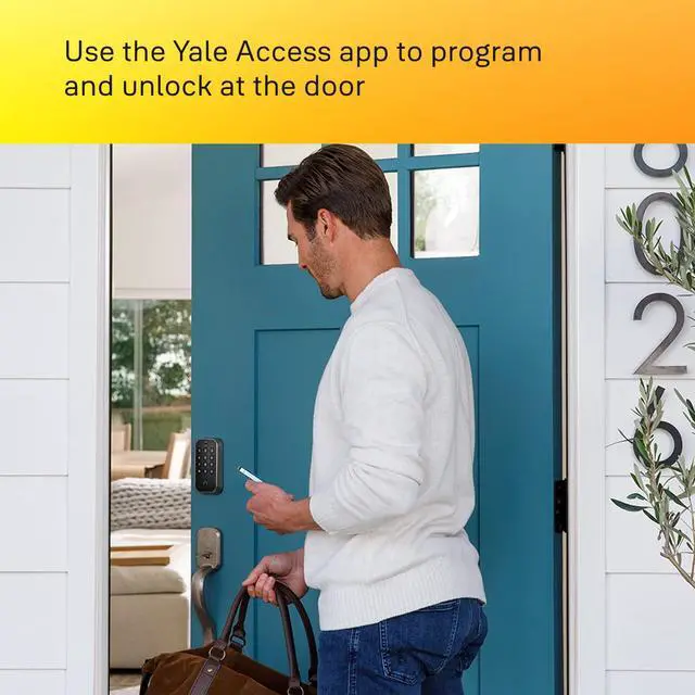 Alt view image 5 of 6 - Assure Lock 2 Keypad with Bluetooth and Valdosta Lever in Black Suede