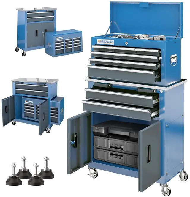 Main image of 8-Drawer Rolling Tool Chest,Tool Chest with 360° Brake Wheels and Padded Feet,Tool Cabinet with Locking System and Drawer Liners,Ideal Design for Garage and Workshop