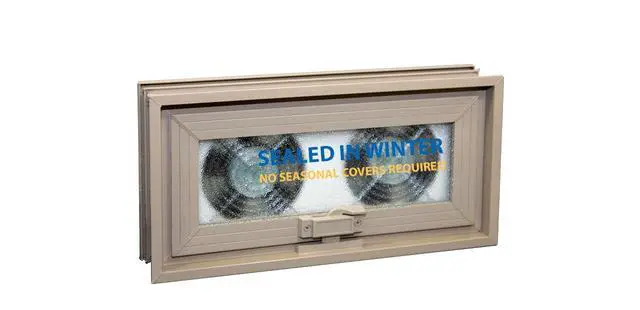Alt view image 3 of 6 - Crawl Space Power Vent Foundation Vent Replacement for 16" x 8" Openings 160 CFM Exhaust Fan Sealed Vinyl Window Design with Double Pane Glass Fan Turns On When Opened Made in USA (Clay)