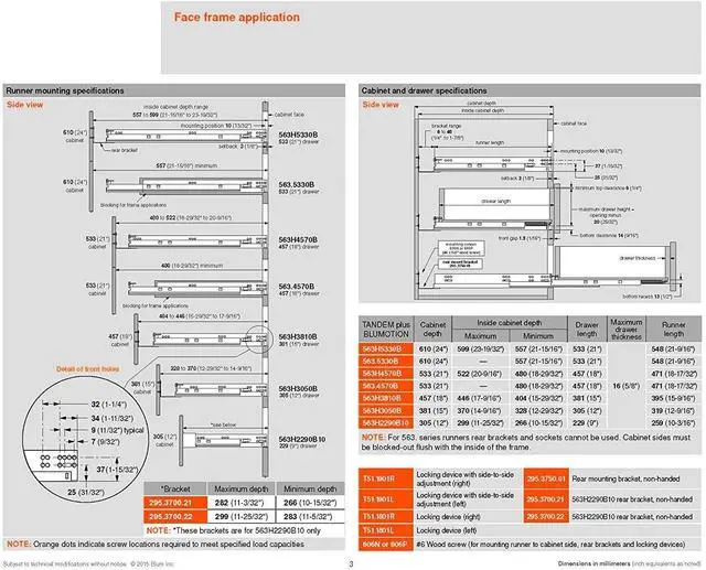 Alt view image 2 of 5 - Bundle - TANDEM Drawer Slides with OTION. Includes Slides 563H, Locking Devices, Rear Mounting Brackets, Screws and Instructions. 21" (Set of 6)