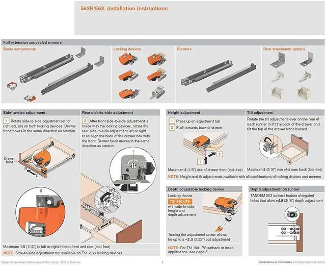 Alt view image 3 of 5 - Bundle - TANDEM Drawer Slides with OTION. Includes Slides 563H, Locking Devices, Rear Mounting Brackets, Screws and Instructions. 21" (Set of 6)